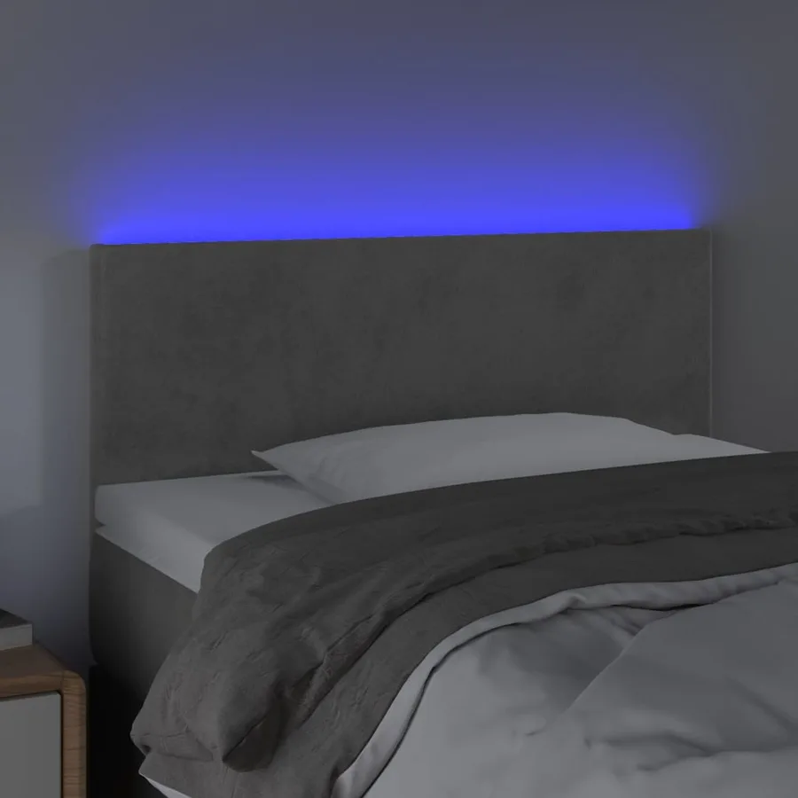 Tête de lit à LED Gris clair 100x5x78/88 cm Velours - 3