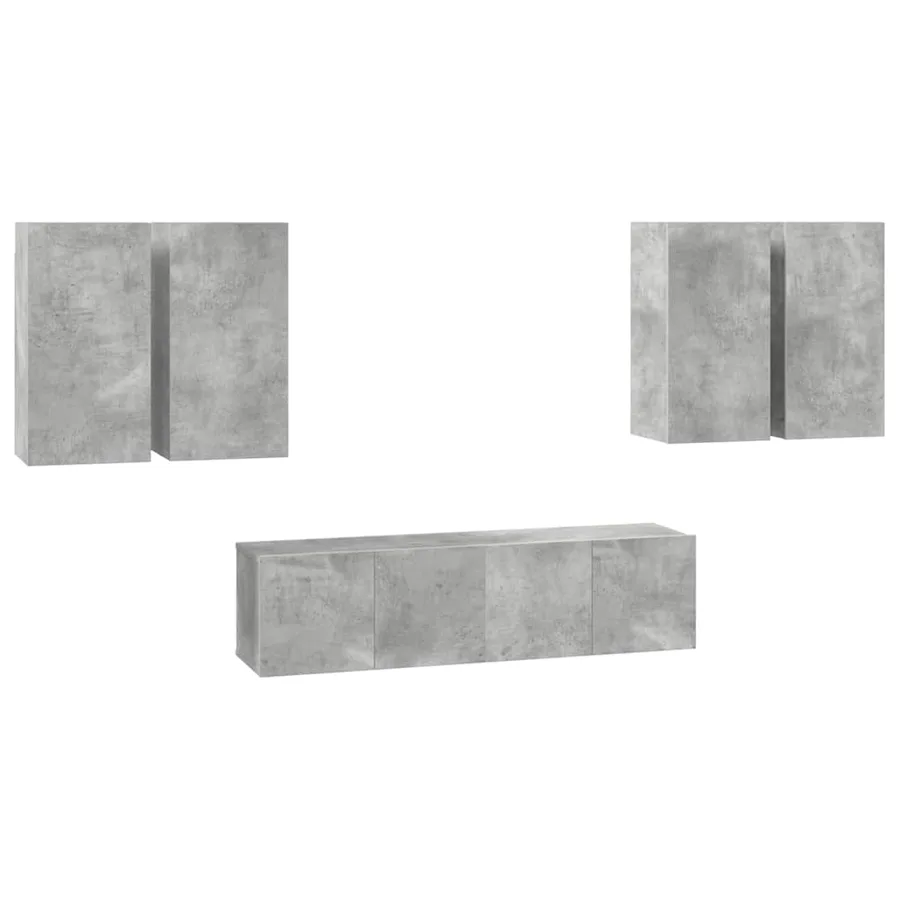 Ensemble de meuble TV 6 pcs Gris béton Bois d'ingénierie - 2