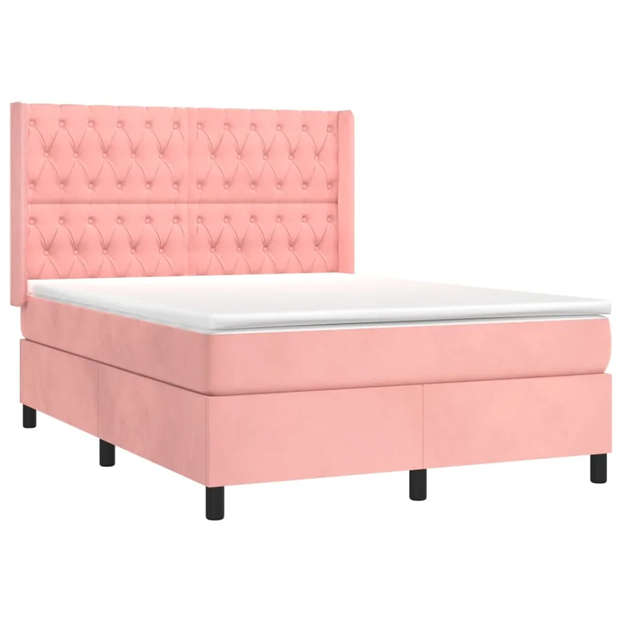 Sommier à lattes de lit avec matelas Rose 140x200 cm Velours - 3