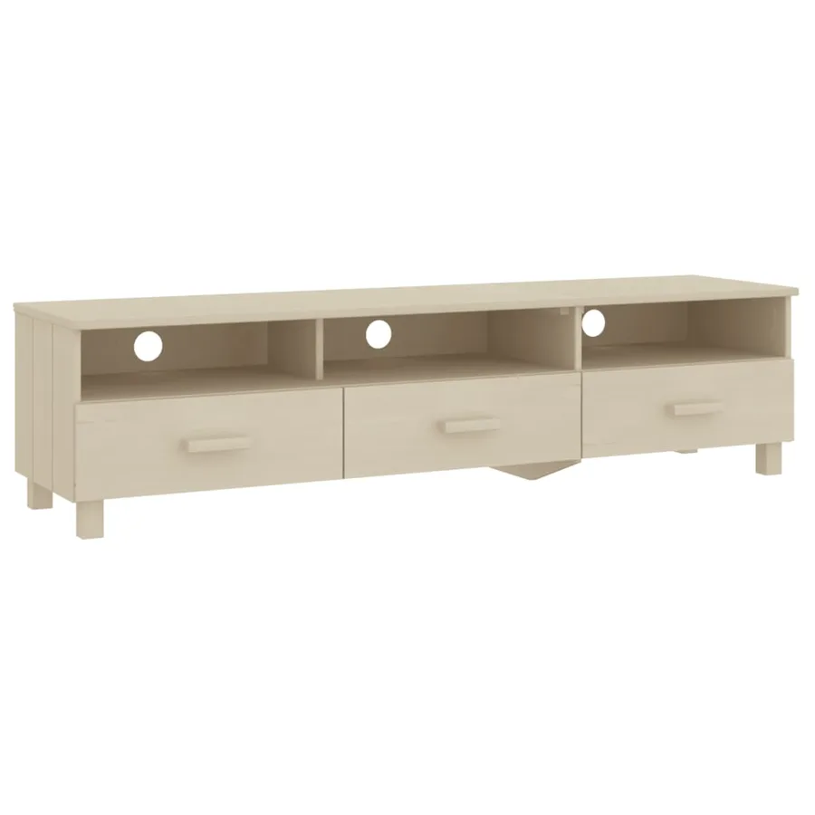 Meuble TV HAMAR Marron miel 158x40x40 cm Bois massif de pin - 2