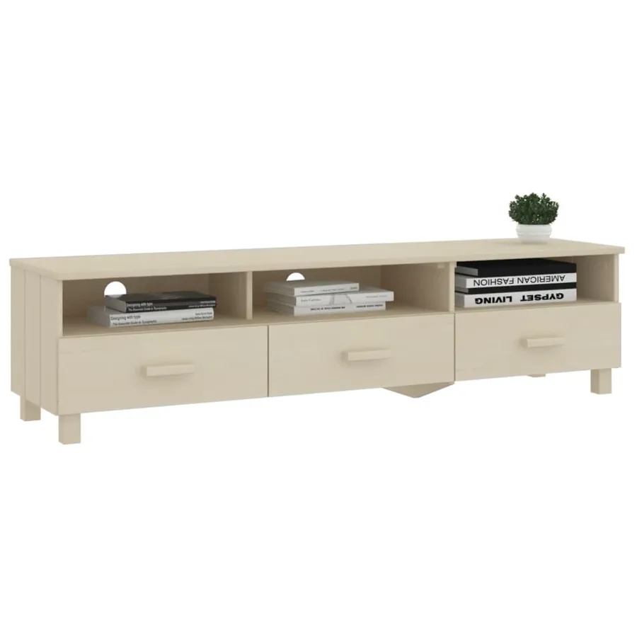 Meuble TV HAMAR Marron miel 158x40x40 cm Bois massif de pin - 6