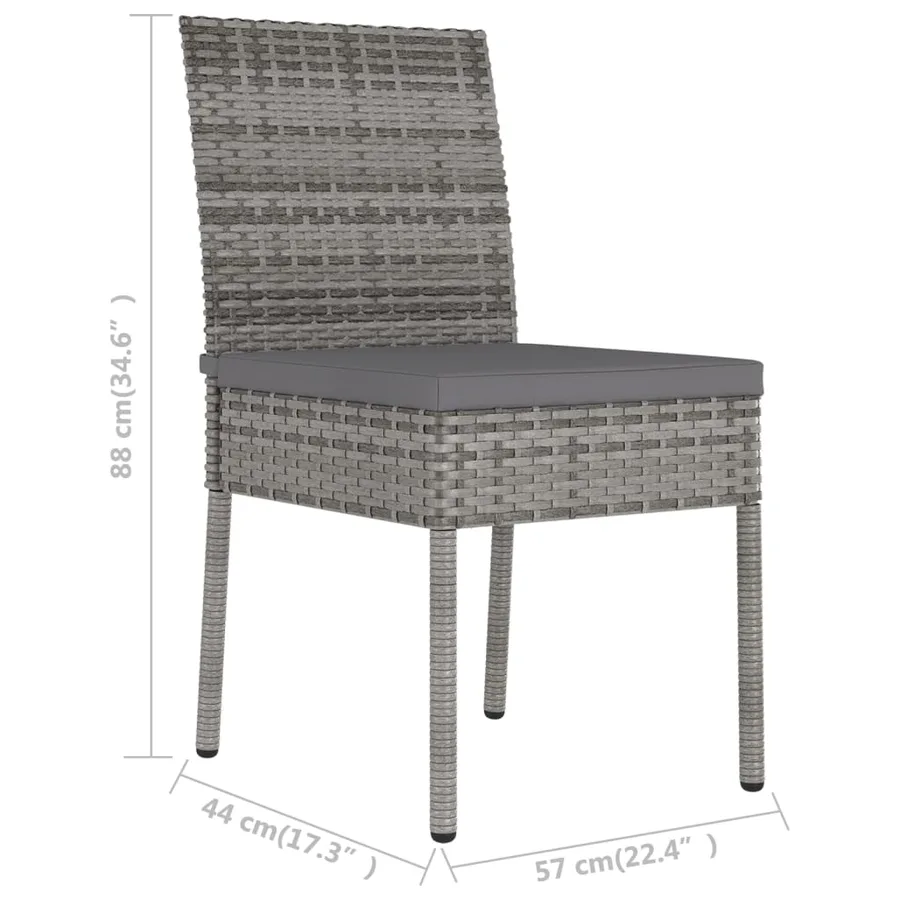 Chaises à manger de jardin lot de 2 Résine tressée Gris - 6