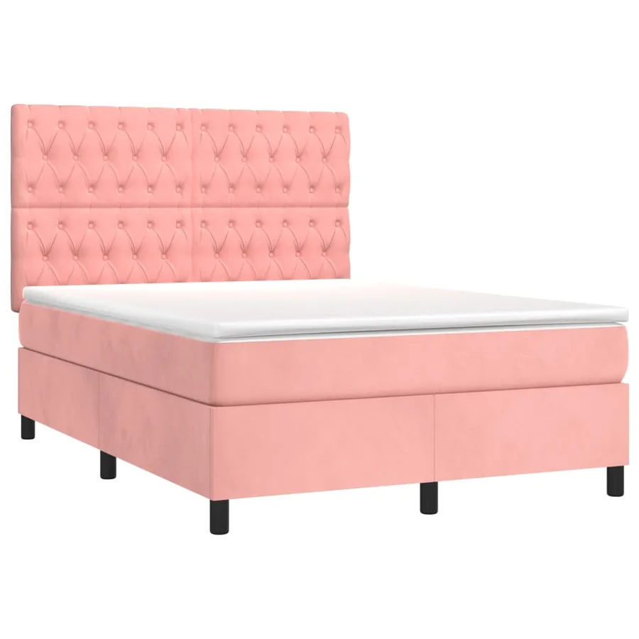 Sommier à lattes de lit matelas et LED Rose 140x190 cm Velours - 3