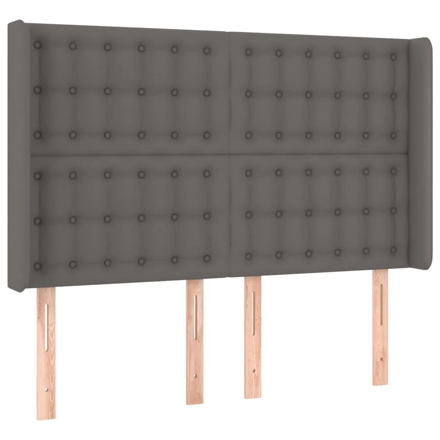 Tête de lit avec oreilles Gris 147x16x118/128 cm Similicuir - 2