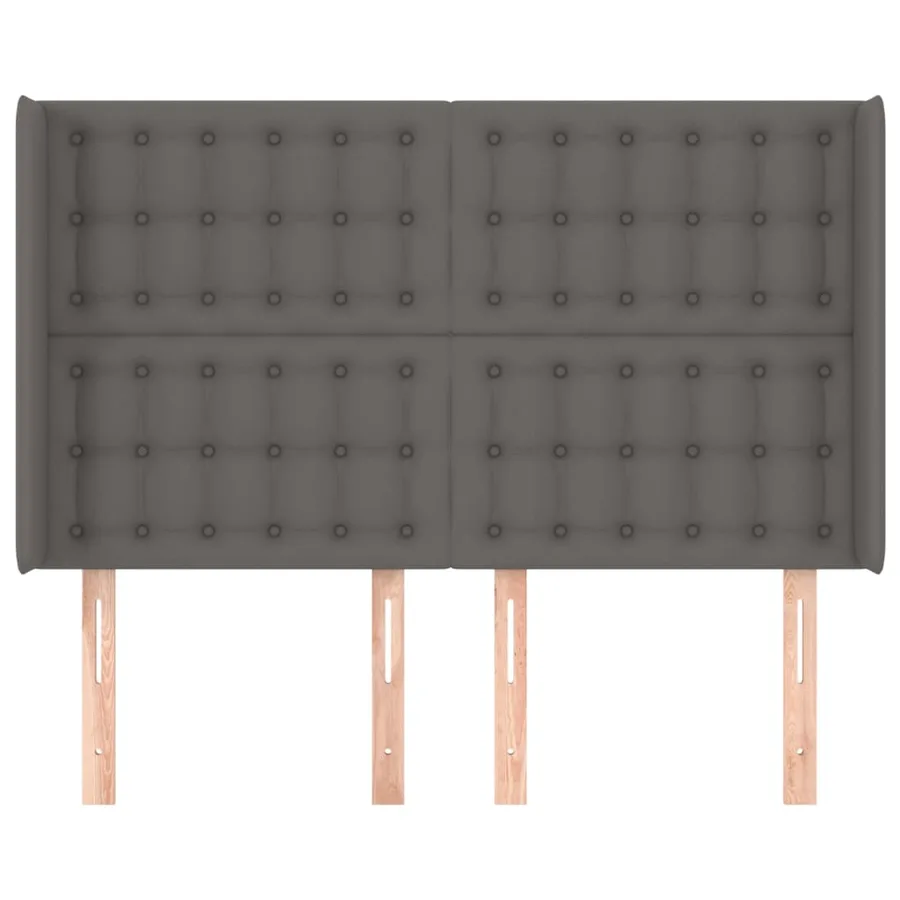 Tête de lit avec oreilles Gris 147x16x118/128 cm Similicuir - 3