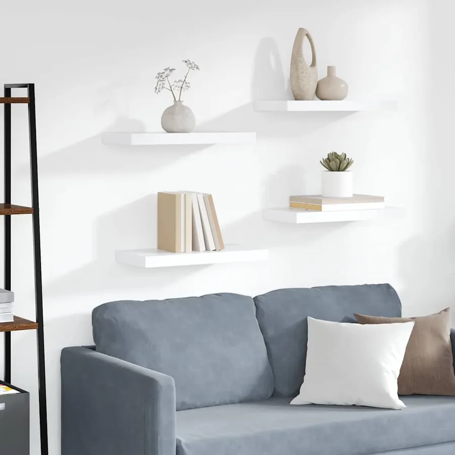 Étagères murales flottantes 4 pcs Blanc 50x23,5x3,8 cm MDF