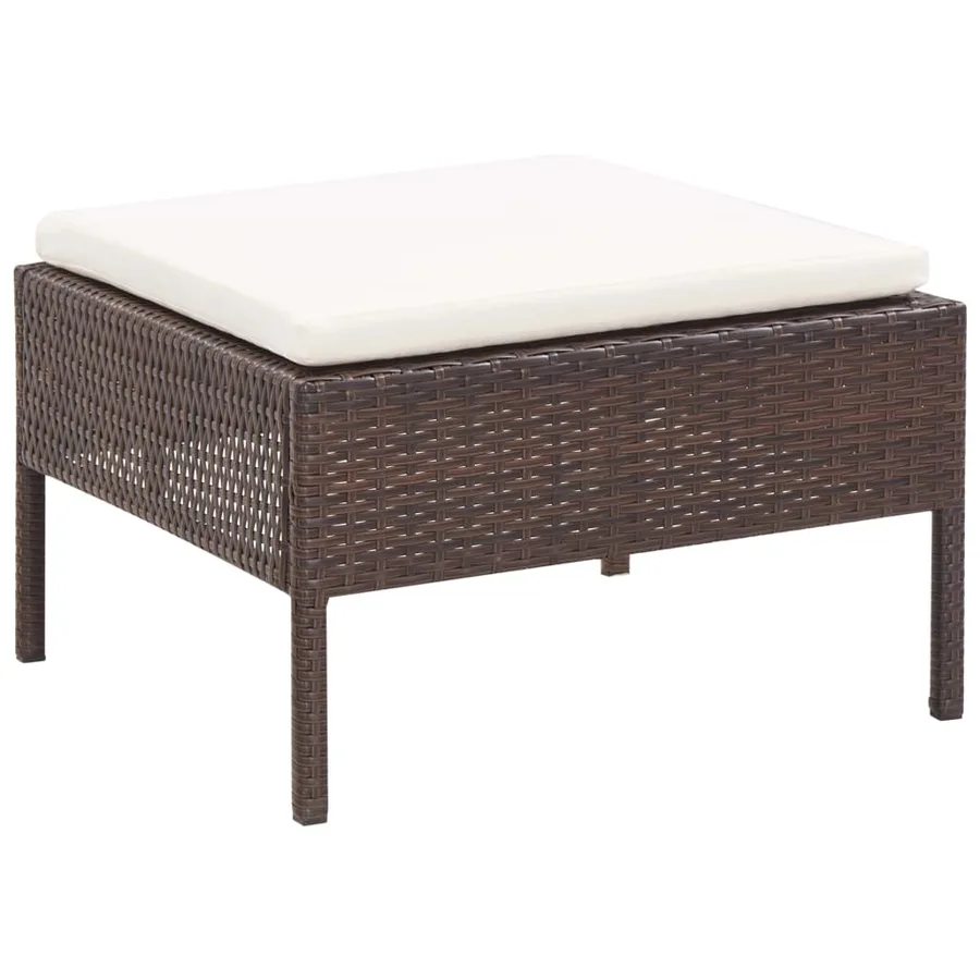 Salon de jardin 5 pcs avec coussins Résine tressée Marron - 7
