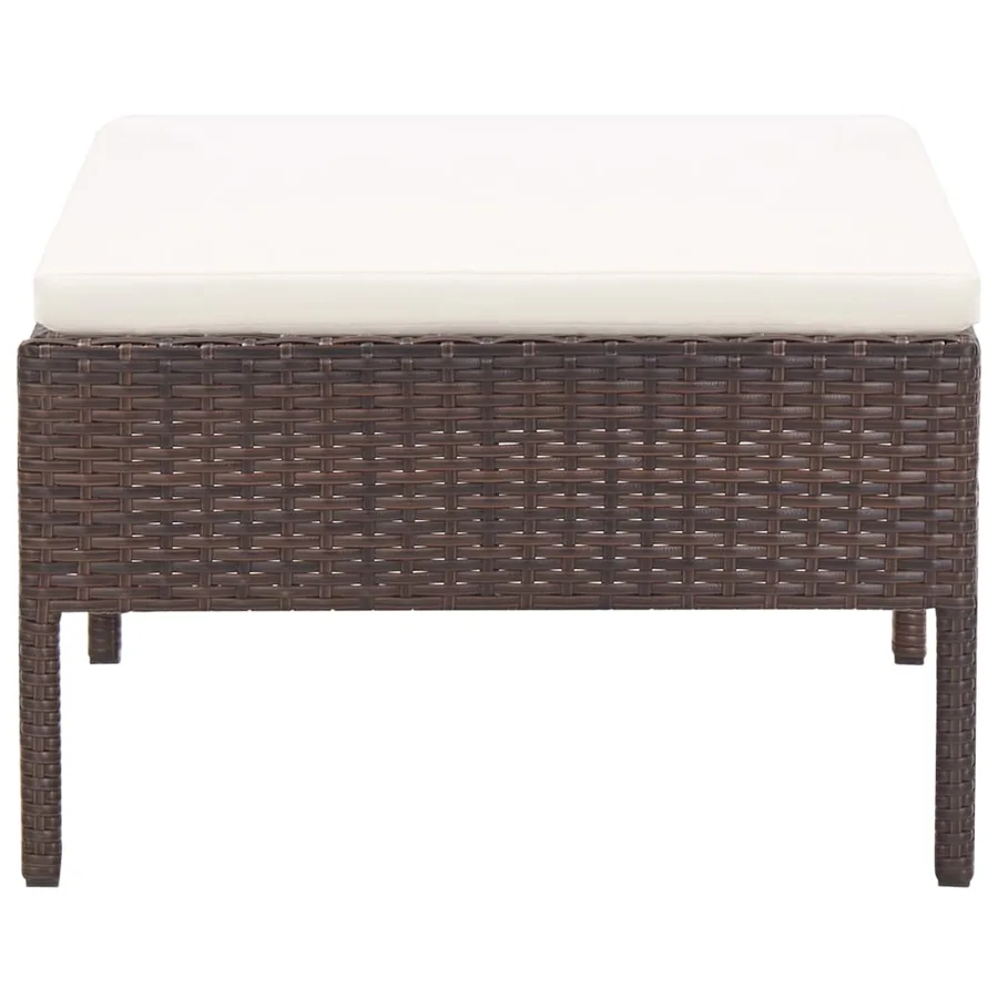 Salon de jardin 5 pcs avec coussins Résine tressée Marron - 8
