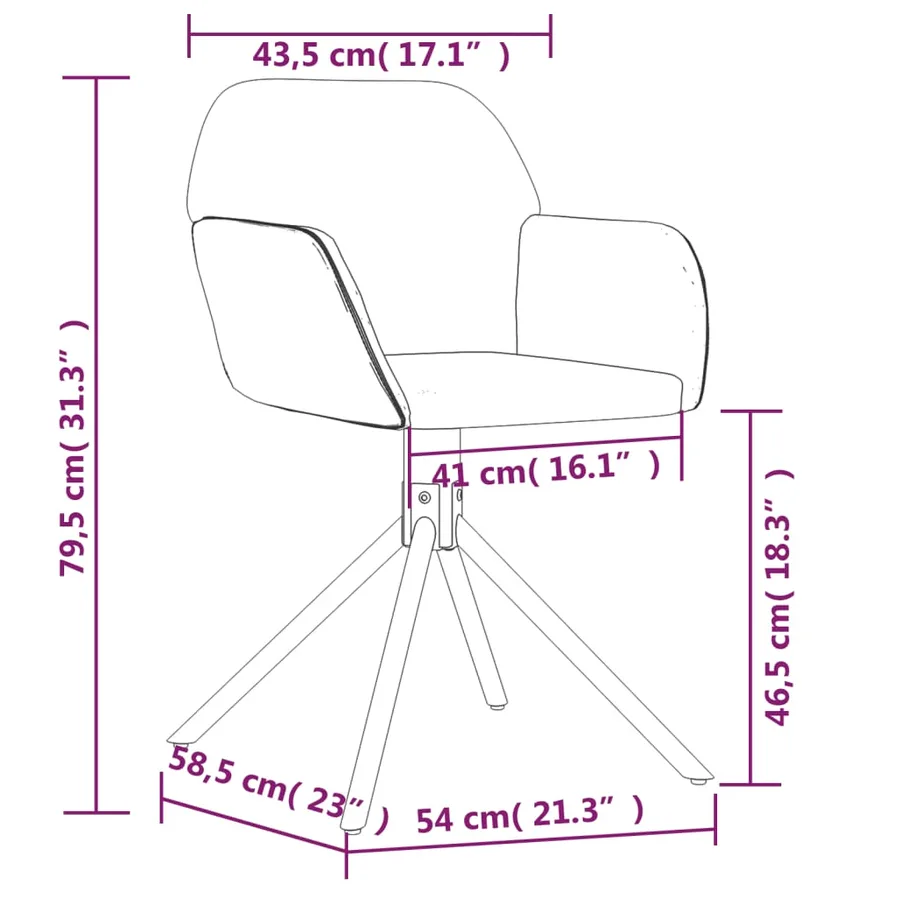 Chaises pivotantes à manger lot de 2 Noir Velours - 8