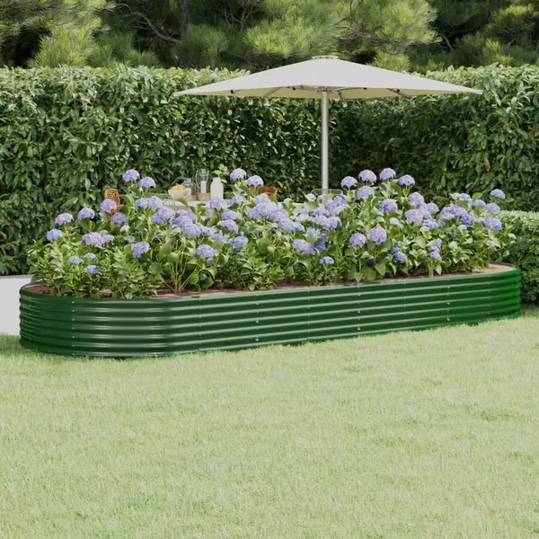 Lit surélevé de jardin Acier galvanisé 373x140x36cm Vert