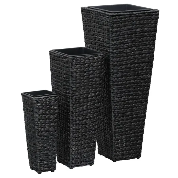 Lits surélevés 3 pcs Jacinthe d'eau Noir