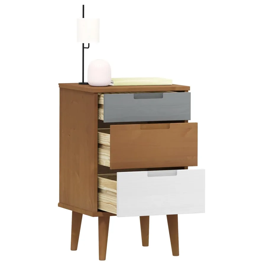 Table de chevet MOLDE Marron 40x35x65 cm Bois de pin solide - 3