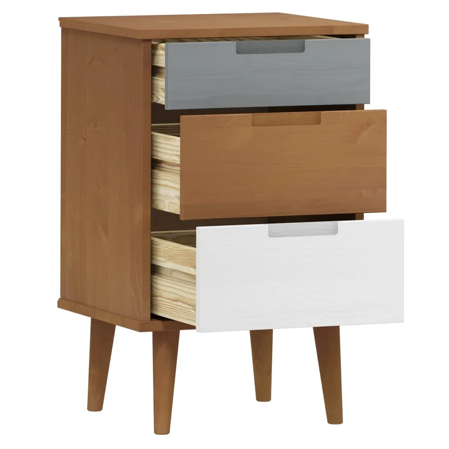 Table de chevet MOLDE Marron 40x35x65 cm Bois de pin solide - 5
