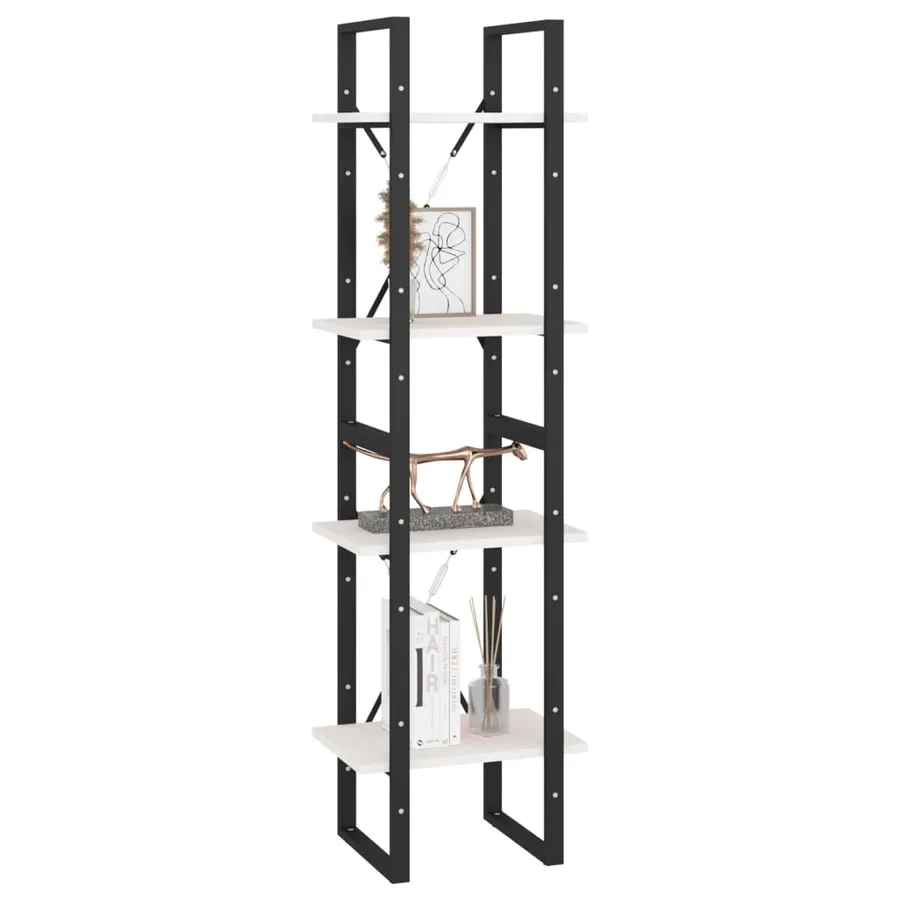 Bibliothèque à 4 niveaux blanc 40x30x140 cm bois de pin massif - 4