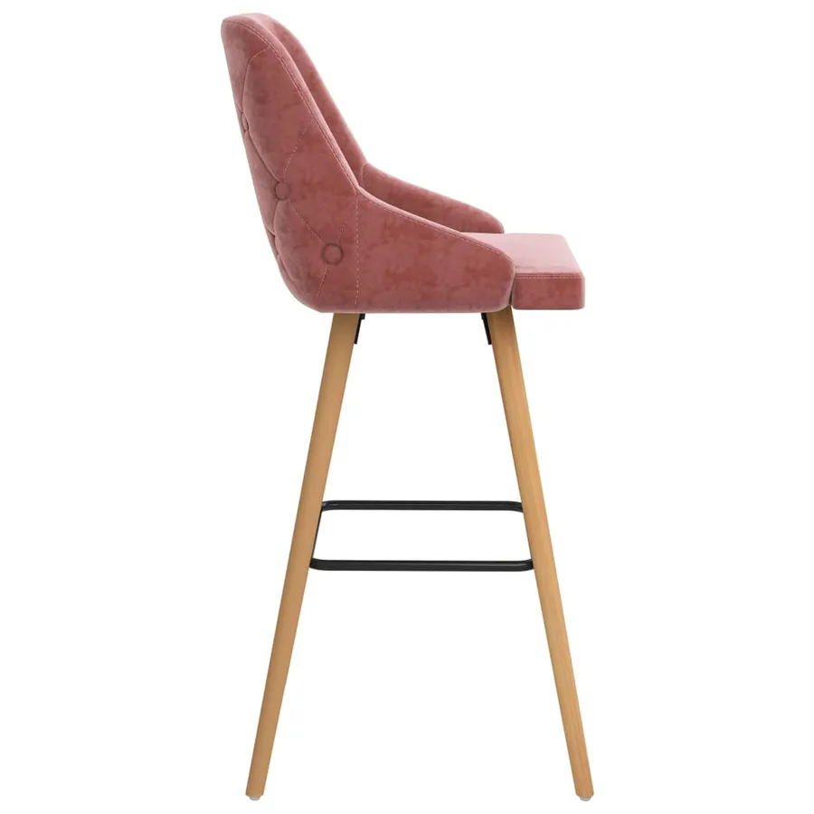 Tabourets de bar lot de 2 rose velours - 4