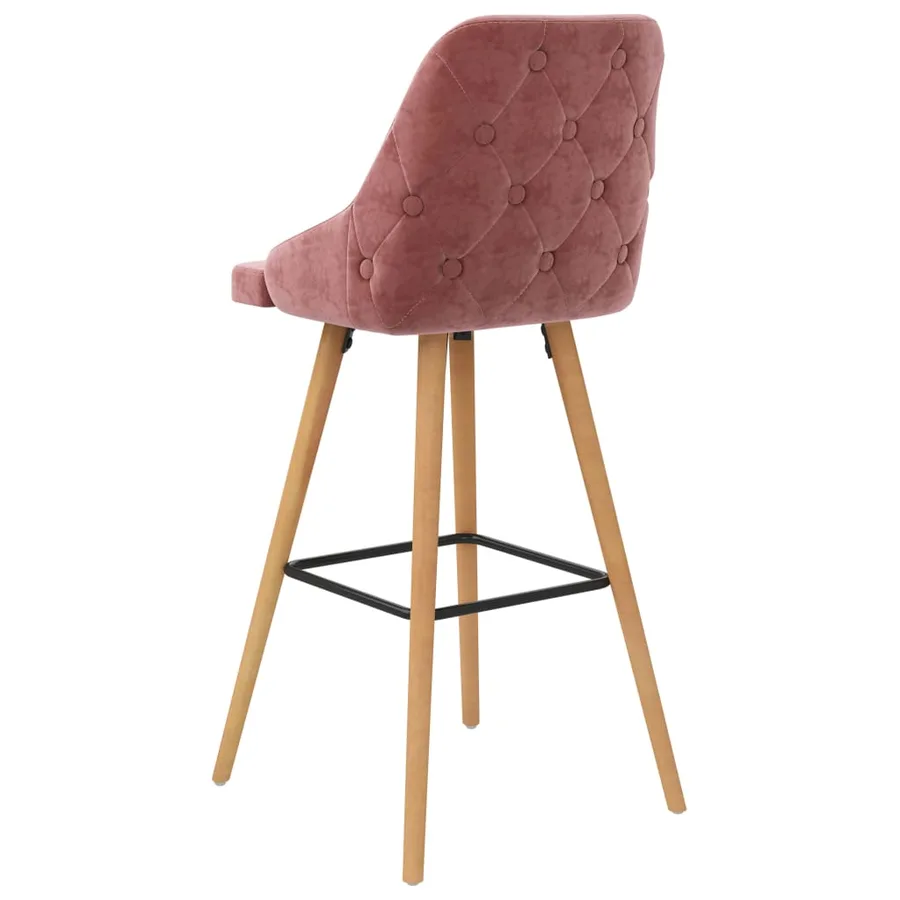 Tabourets de bar lot de 2 rose velours - 5