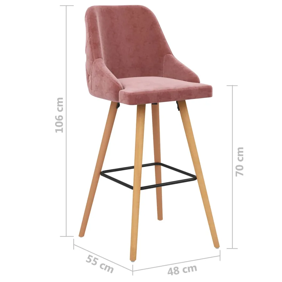 Tabourets de bar lot de 2 rose velours - 7