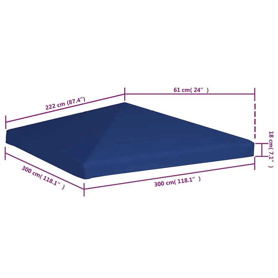Toile supérieure de belvédère 310 g / m² 3 x 3 m Bleu - 6
