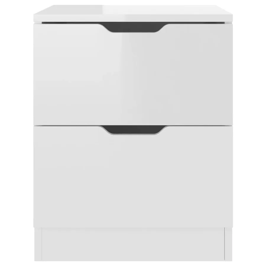 Tables de chevet 2pcs Blanc brillant 40x40x50cm bois ingénierie - 4