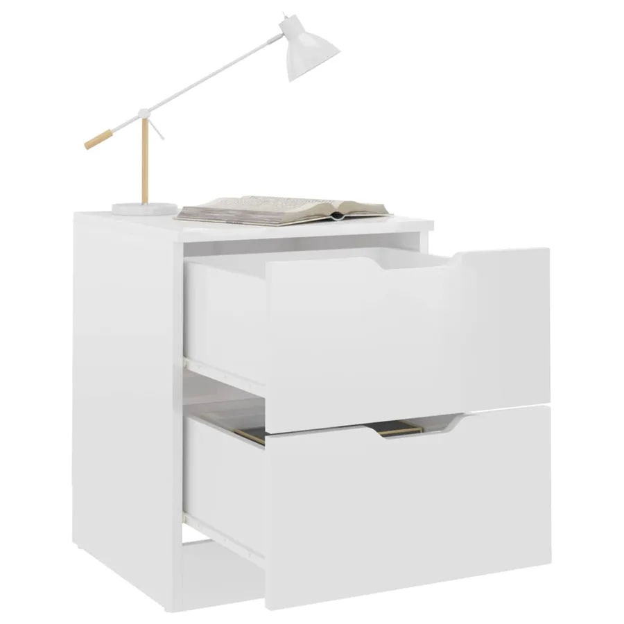 Tables de chevet 2pcs Blanc brillant 40x40x50cm bois ingénierie - 5