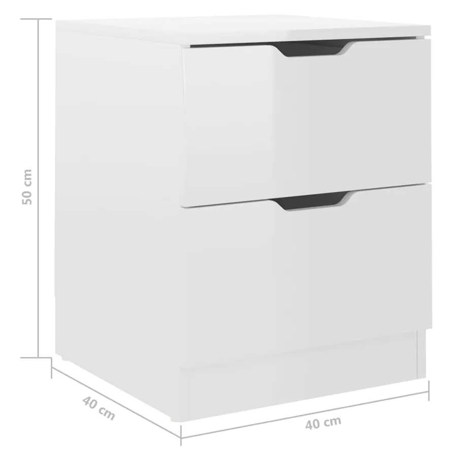 Tables de chevet 2pcs Blanc brillant 40x40x50cm bois ingénierie - 7
