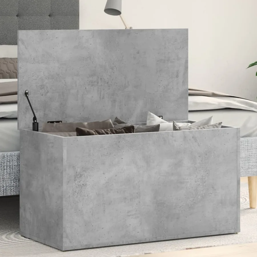 Coffre de rangement Gris béton 84x42x46 cm Bois d'ingénierie