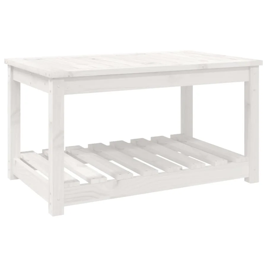 Table de jardin blanc 82,5x50,5x45 cm bois massif de pin - 2