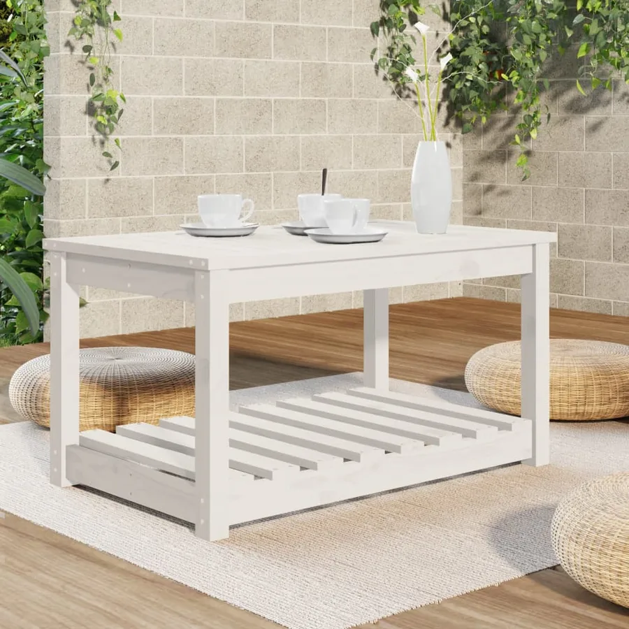 Table de jardin blanc 82,5x50,5x45 cm bois massif de pin - 3