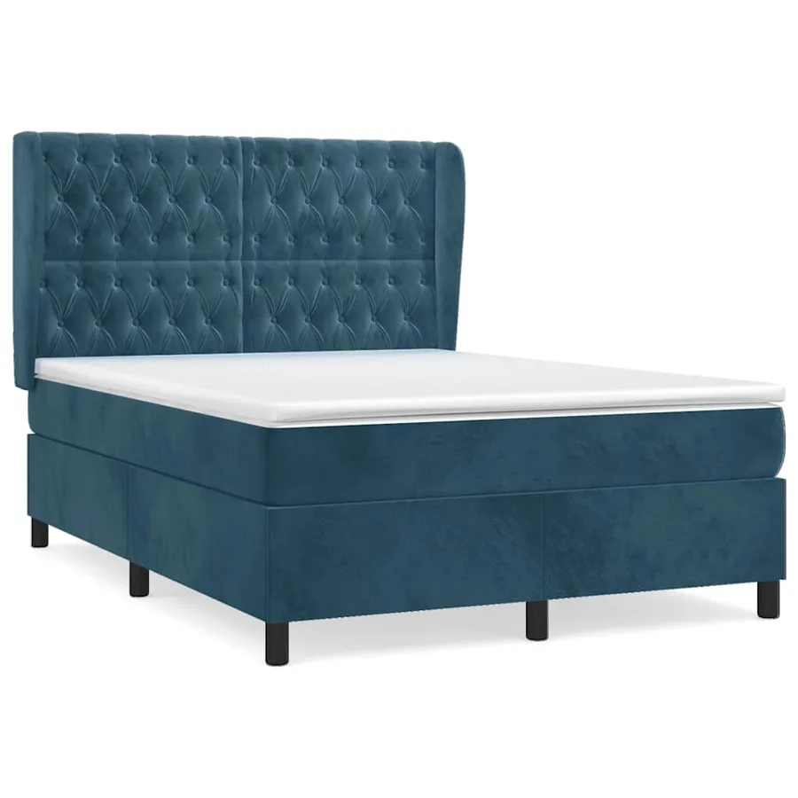 Sommier à lattes de lit et matelas Bleu foncé 140x190cm Velours - 2