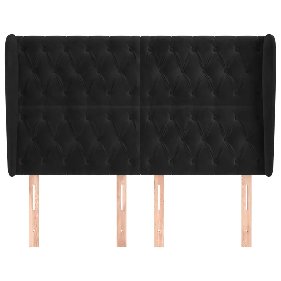 Tête de lit avec oreilles Noir 163x23x118/128 cm Velours - 3