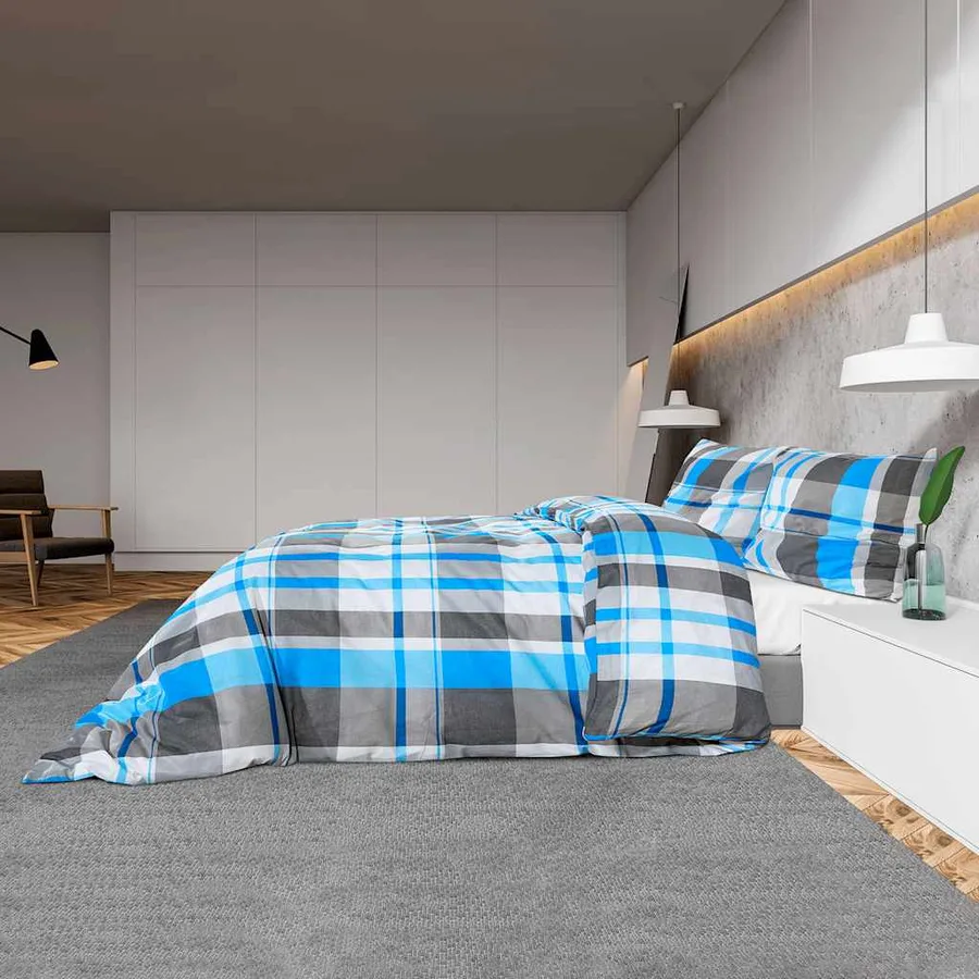 Ensemble de housse de couette Bleu et gris 260x240 cm Coton - 4