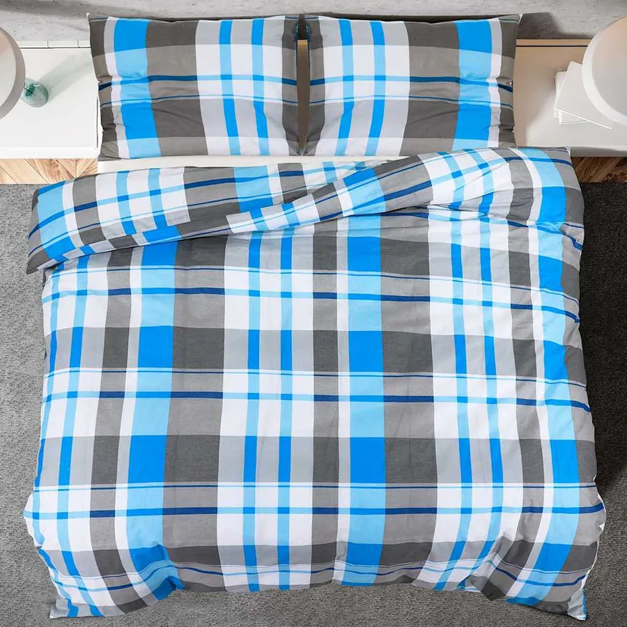 Ensemble de housse de couette Bleu et gris 260x240 cm Coton - 5