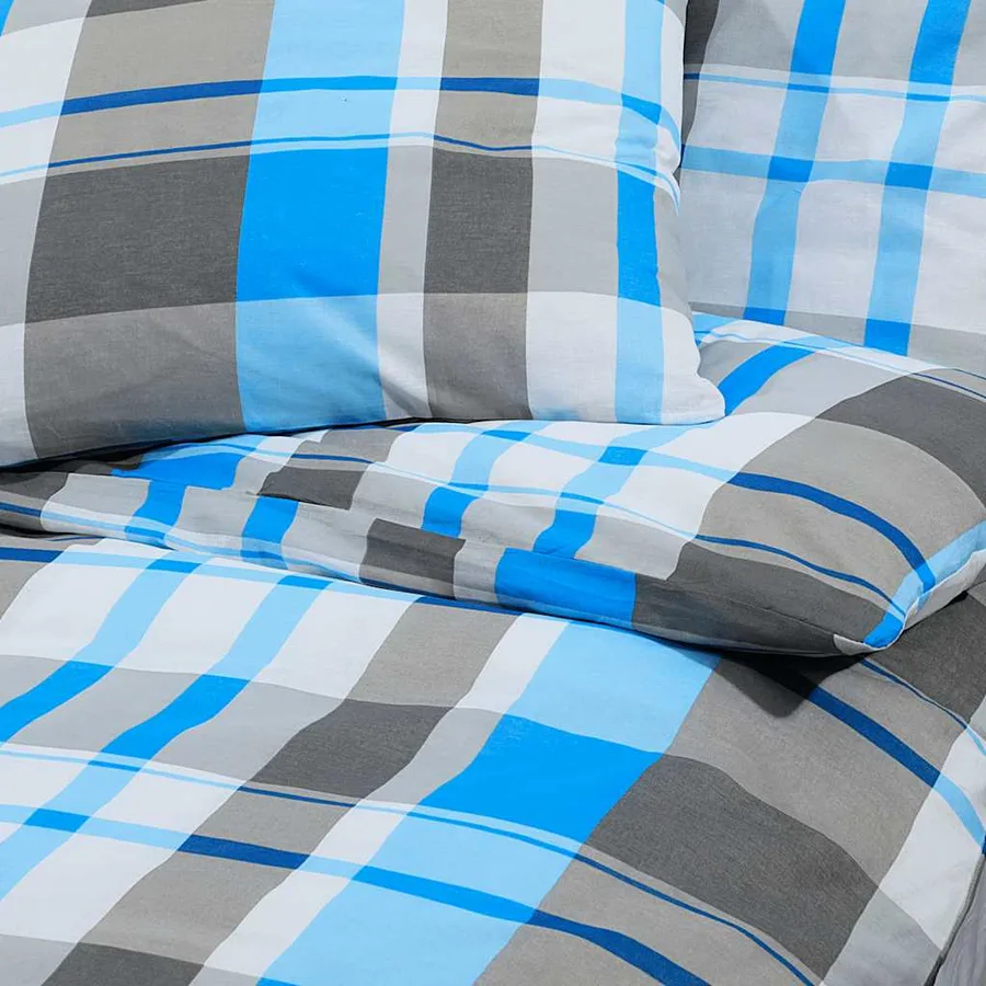 Ensemble de housse de couette Bleu et gris 260x240 cm Coton - 7