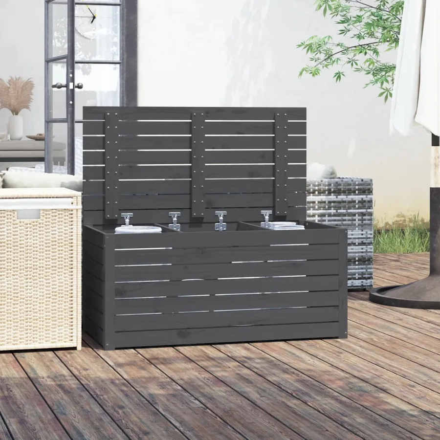 Boîte de jardin gris 101x50,5x46,5 cm bois massif de pin - 3