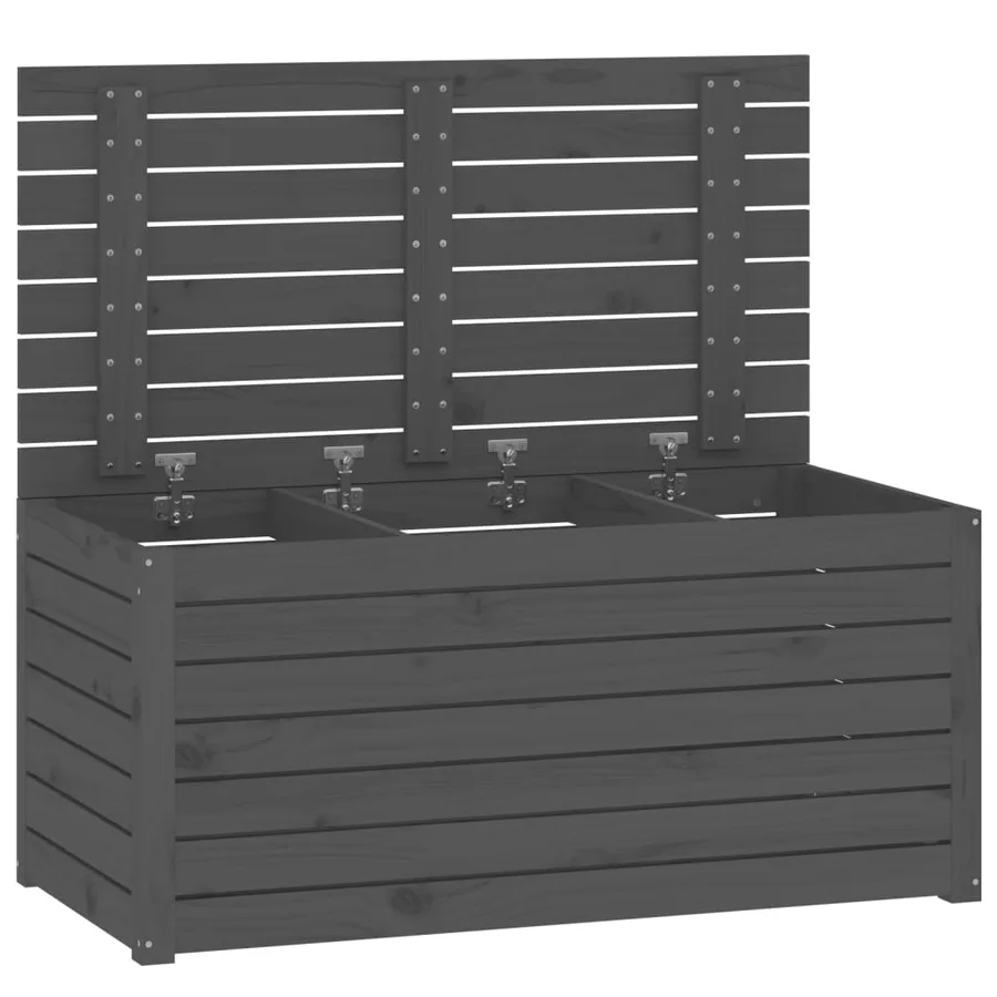 Boîte de jardin gris 101x50,5x46,5 cm bois massif de pin - 6