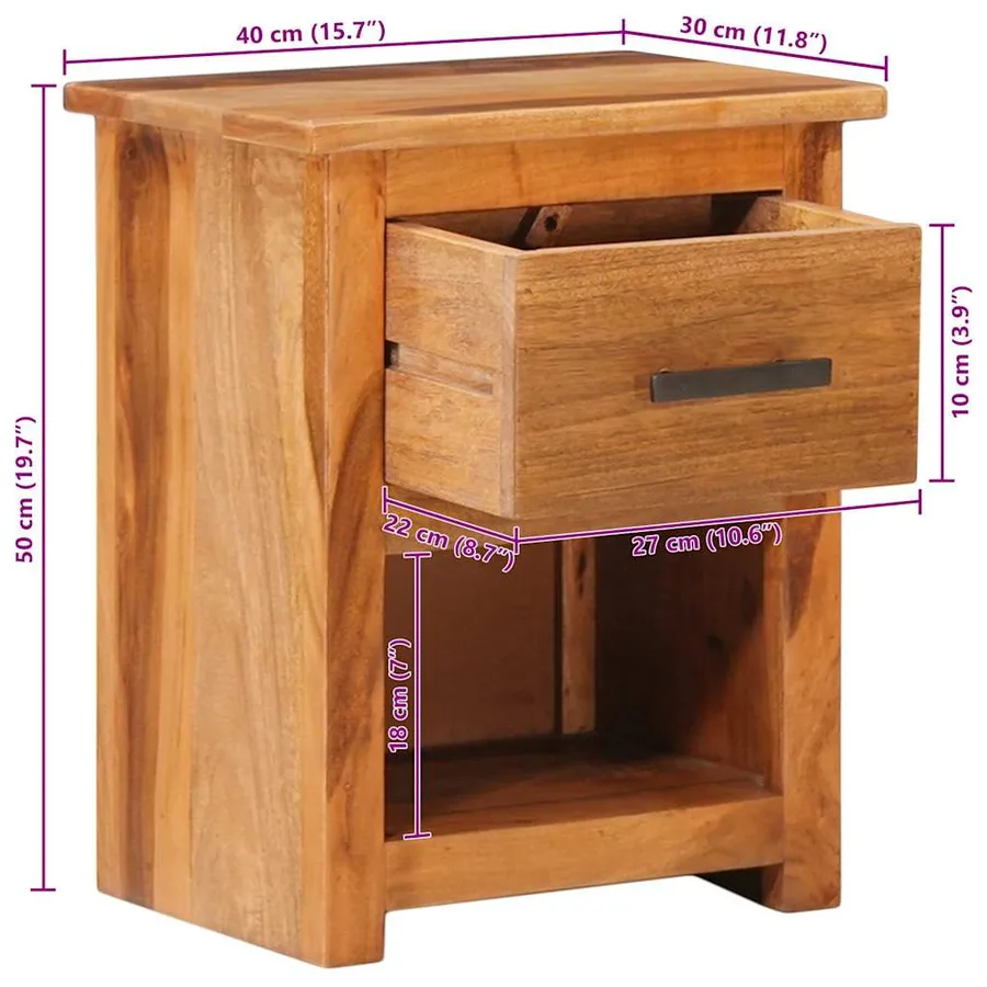 Table de chevet 40x30x50 cm Bois massif - 10