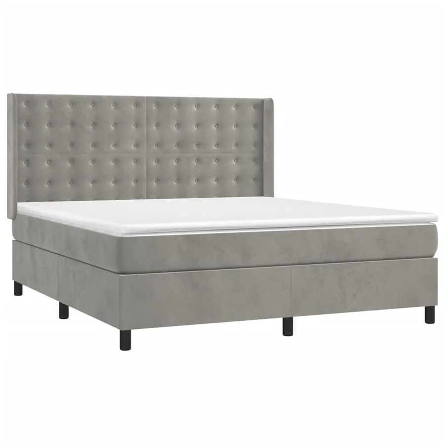 Sommier à lattes de lit matelas et LED Gris clair 180x200 cm - 4