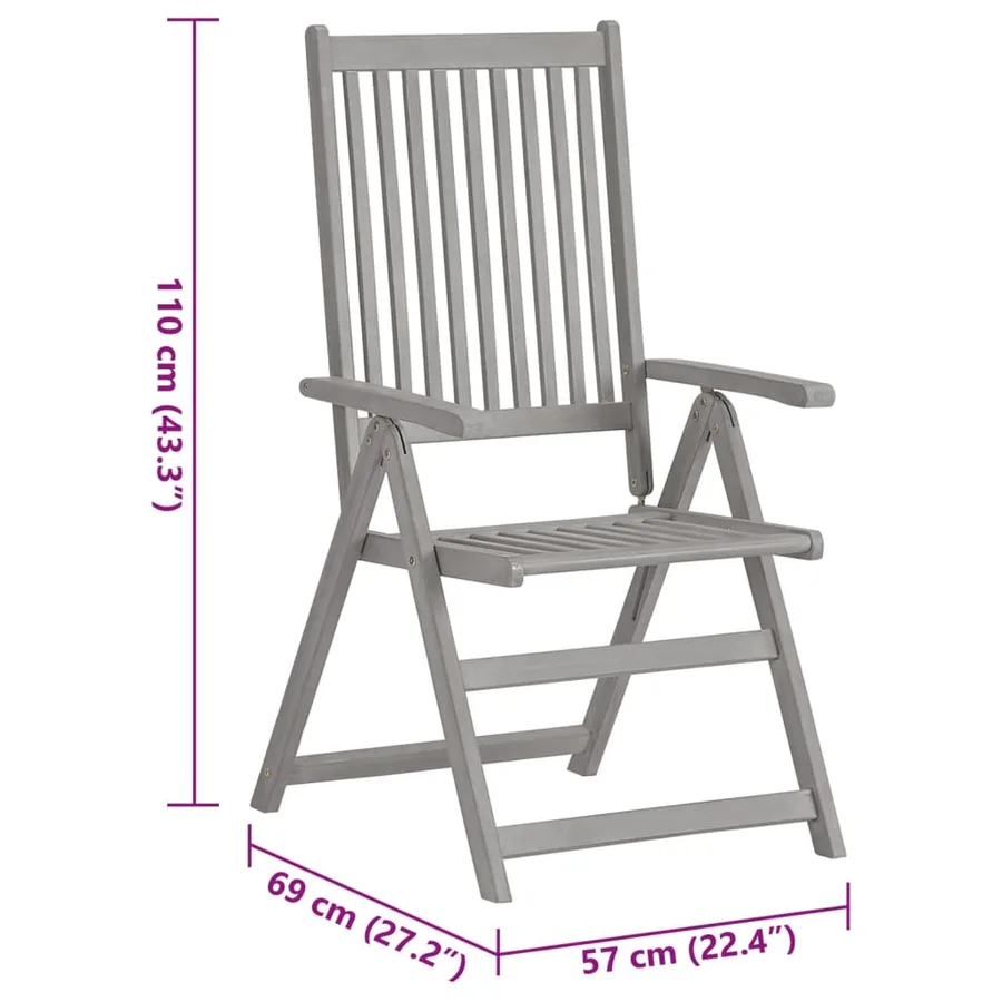 Chaises inclinables de jardin lot de 2 et coussins Bois acacia - 10
