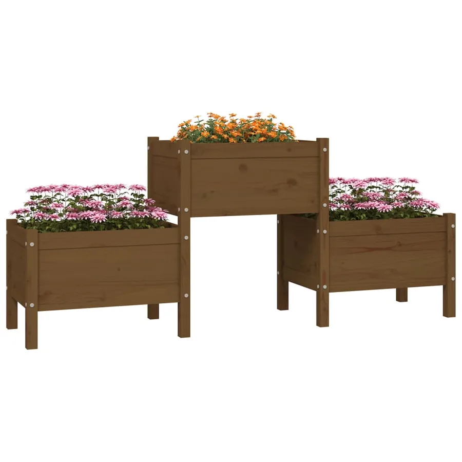 Jardinière Marron miel 178,5x44x75 cm Bois massif de pin - 3
