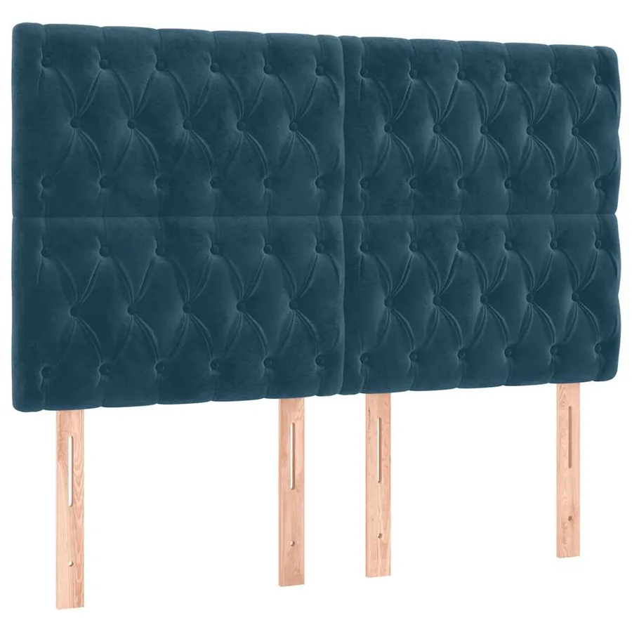Cadre de lit sans matelas bleu foncé 140x190 cm velours - 8