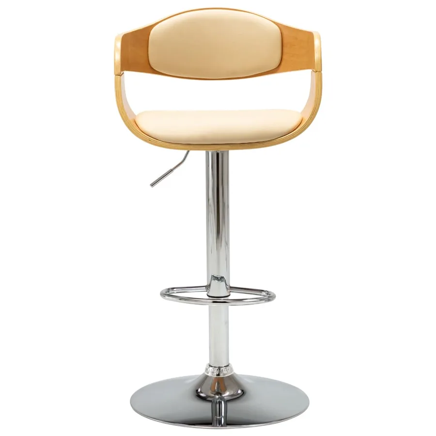 Tabouret de bar Crème Bois courbé et similicuir - 2