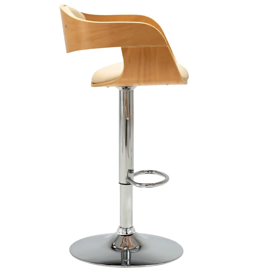 Tabouret de bar Crème Bois courbé et similicuir - 3