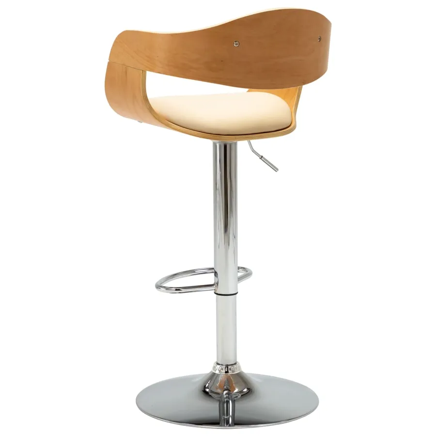 Tabouret de bar Crème Bois courbé et similicuir - 4