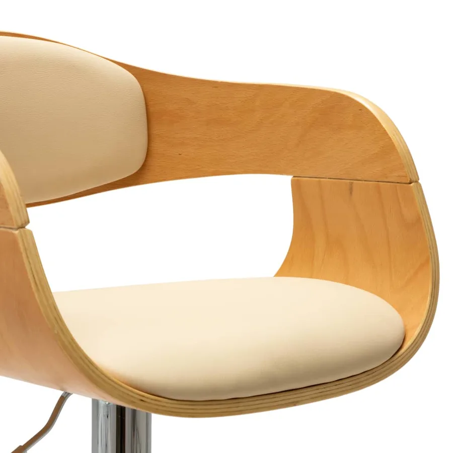Tabouret de bar Crème Bois courbé et similicuir - 6