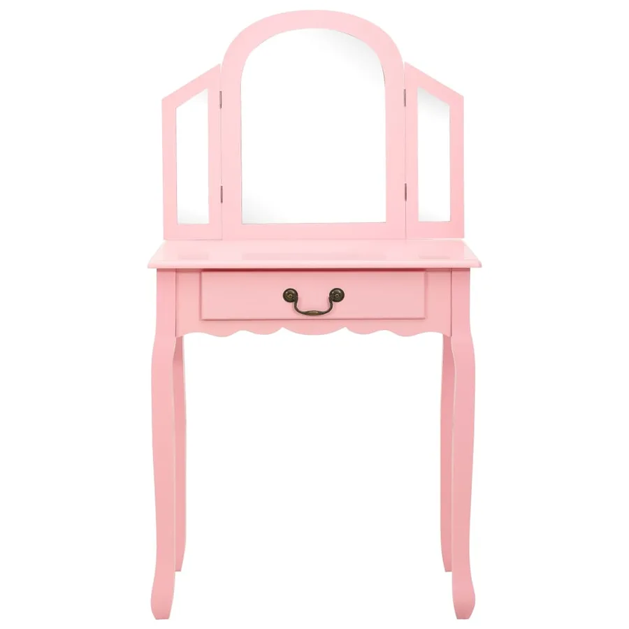 Coiffeuse et tabouret Rose 65x36x128 cm Bois de paulownia MDF - 3