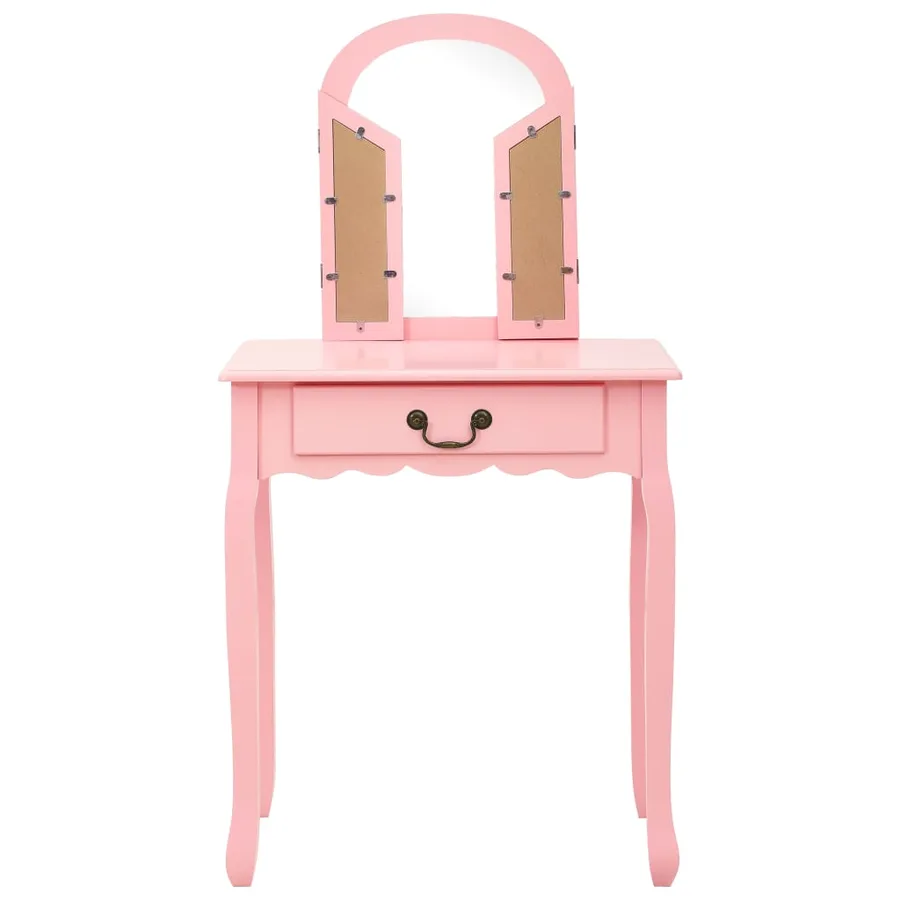 Coiffeuse et tabouret Rose 65x36x128 cm Bois de paulownia MDF - 4