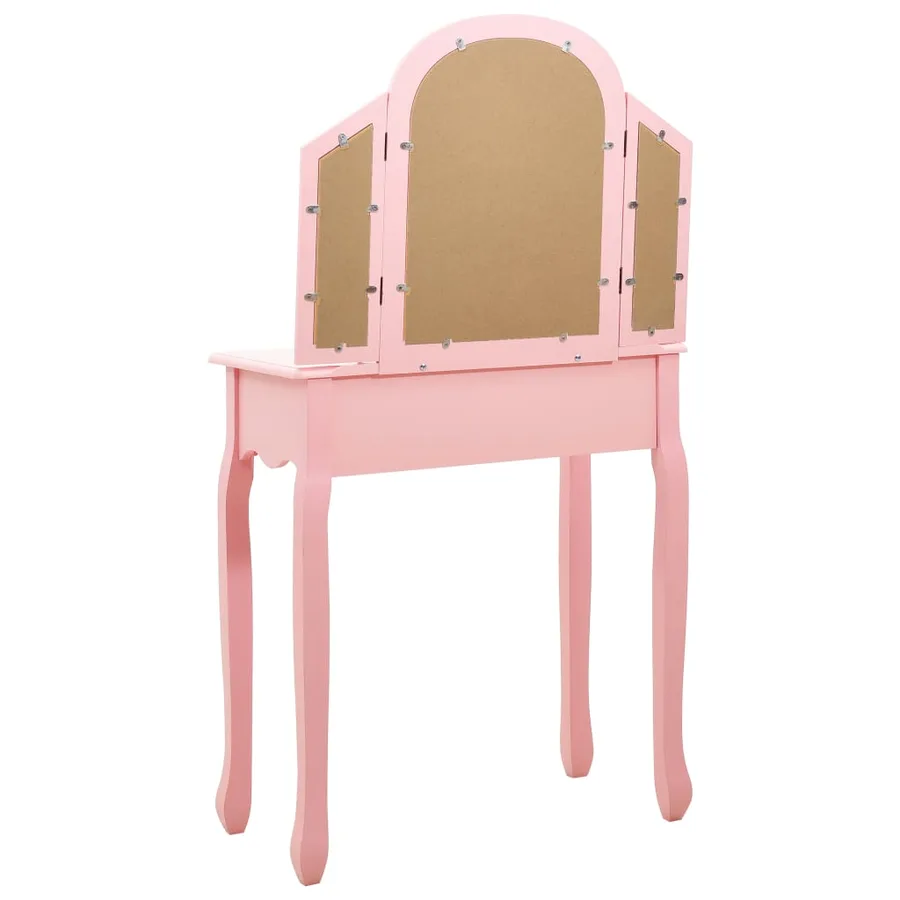 Coiffeuse et tabouret Rose 65x36x128 cm Bois de paulownia MDF - 6