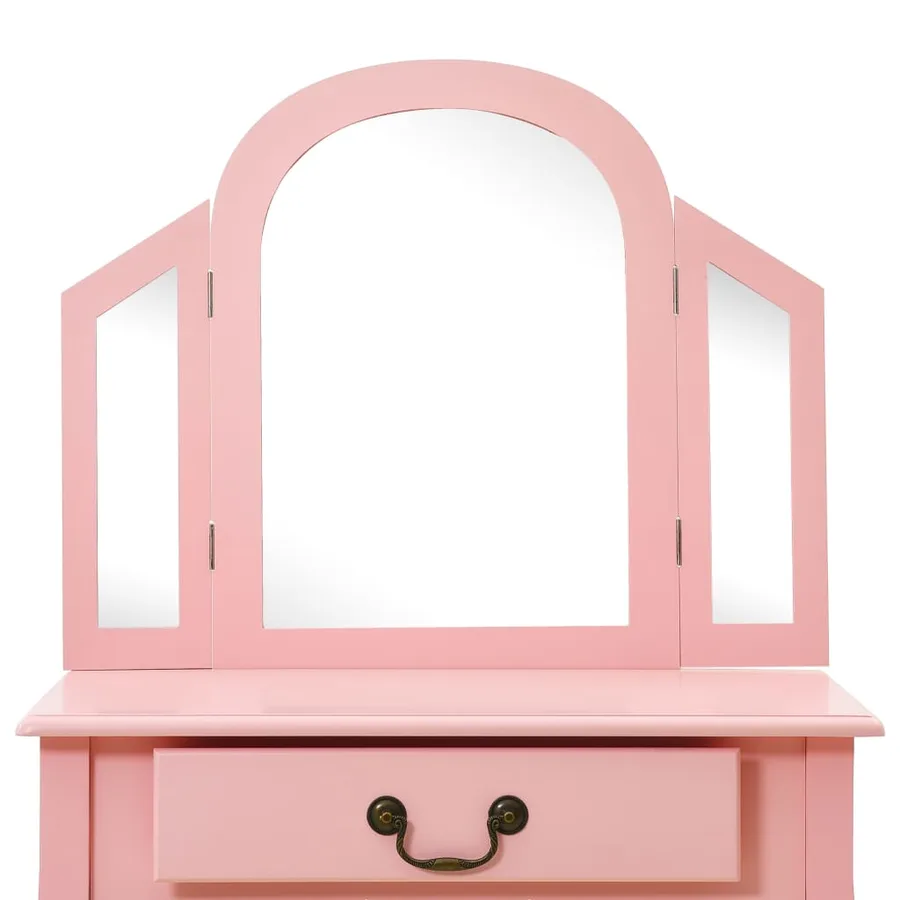 Coiffeuse et tabouret Rose 65x36x128 cm Bois de paulownia MDF - 7
