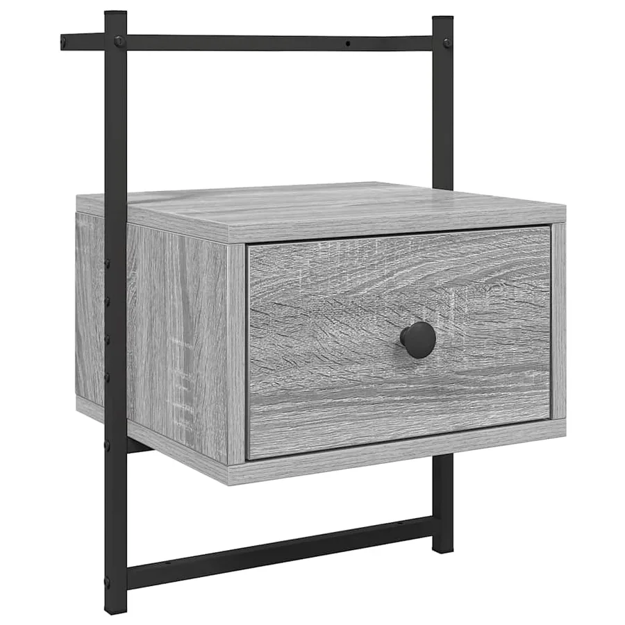 Table de chevet murale sonoma gris 35x30x51cm bois d'ingénierie - 2