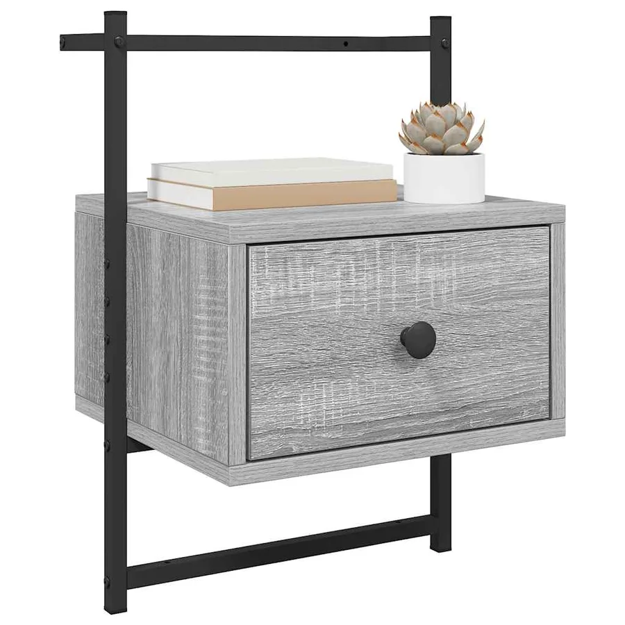 Table de chevet murale sonoma gris 35x30x51cm bois d'ingénierie - 4